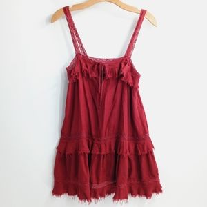 Free People Intimately Dark Red Tiered Camisole